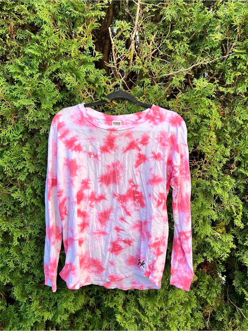 PINK Victoria's Secret Pink & White Tie-Dye Long Sleeve Tee